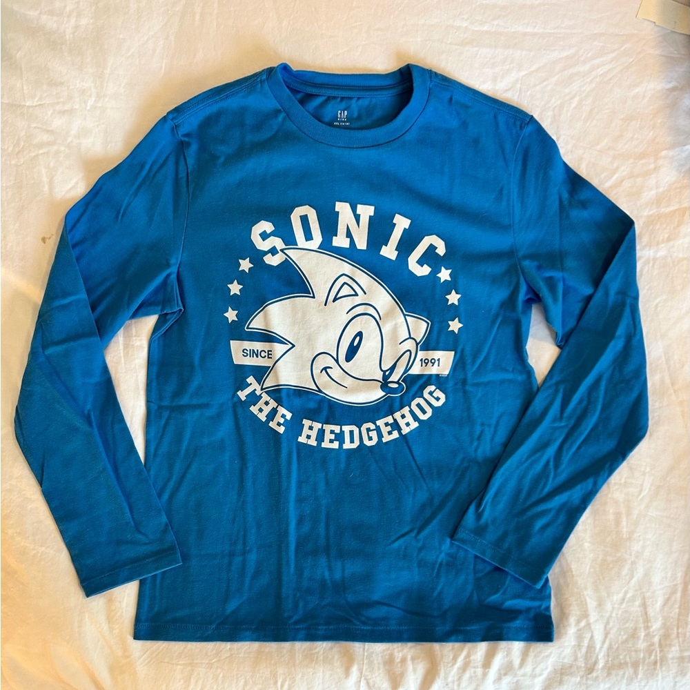 Gap Kids Sonic the Hedgehog Long Sleeved Tee Shirt | Blue | XXL (14-16)